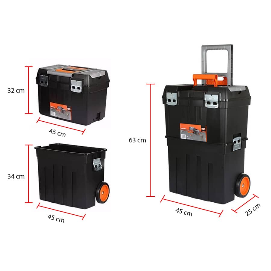 Composiciones de herramientas de uso general en maleta rígida con ruedas,  32 piezas, BAHCO