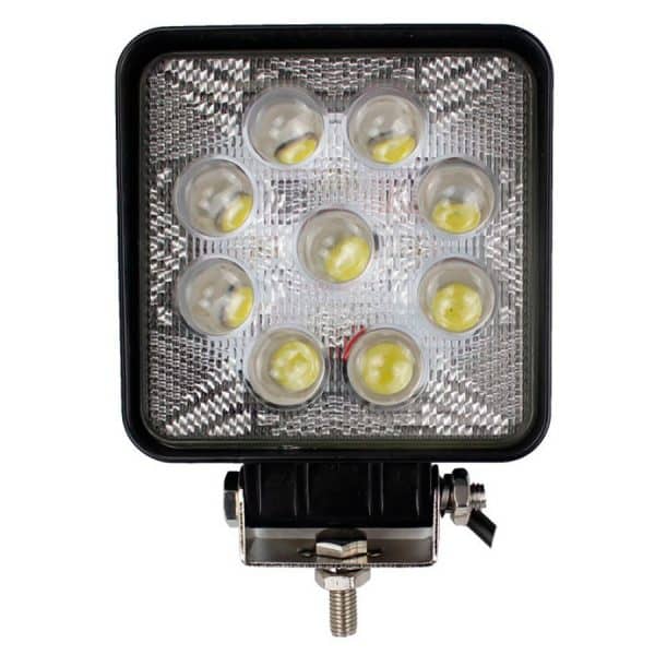 Faro auxiliar 9 led 27w cuadrado con lupa