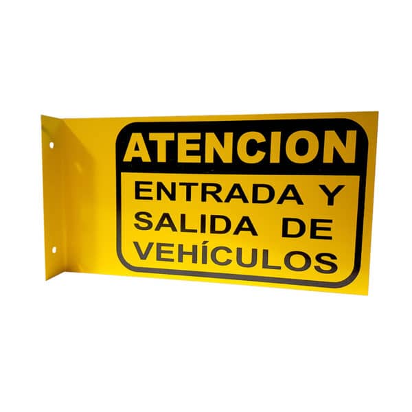 Cartel Atención Entrada Salida De Vehículos Chapa Doble Faz