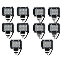 Pack De 10 Faros Auxiliar Proyector 18w 6 Led Cree Auto Moto